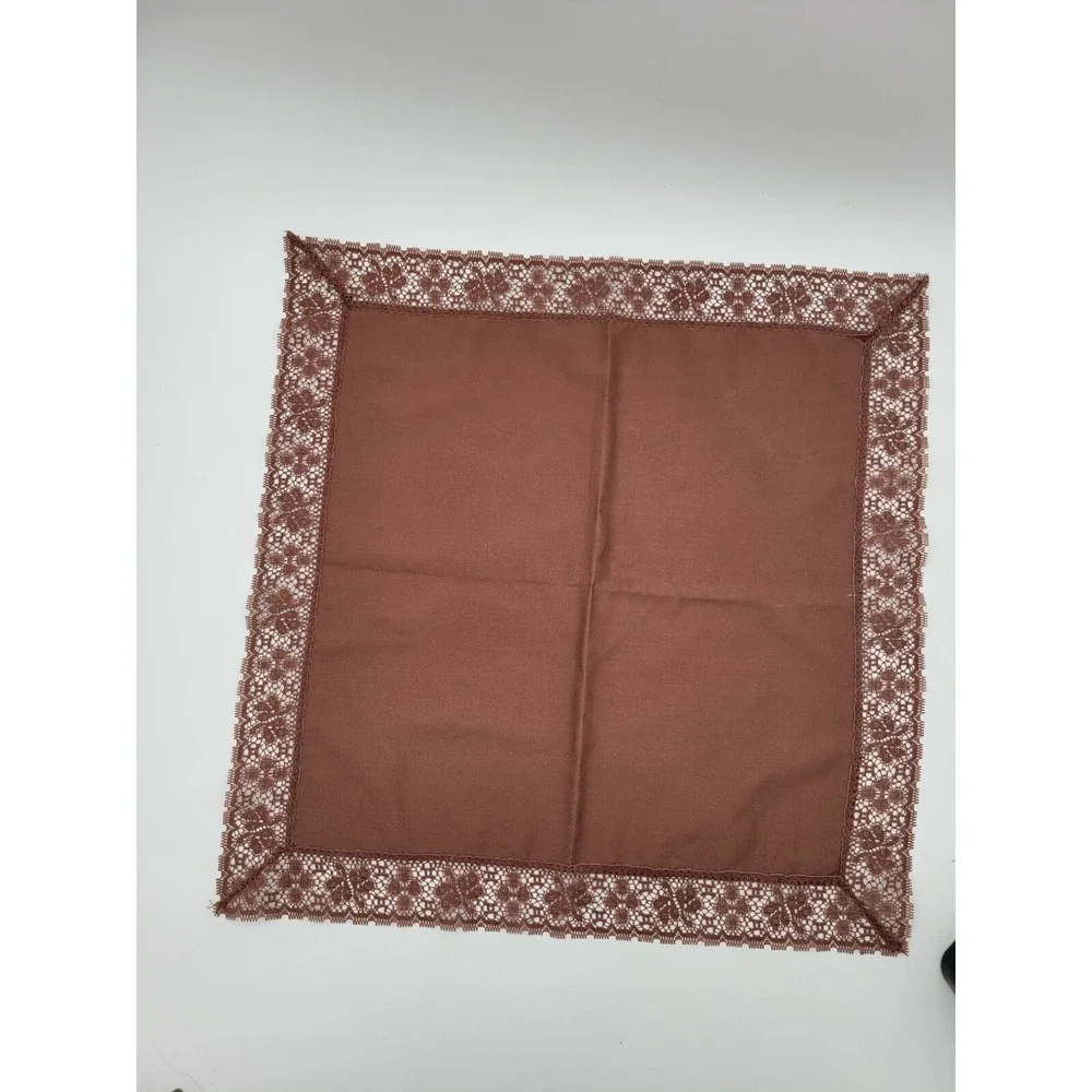 Vintage Brown Lace‎ Trim Edge Napkins Set Of 4 Handmade
